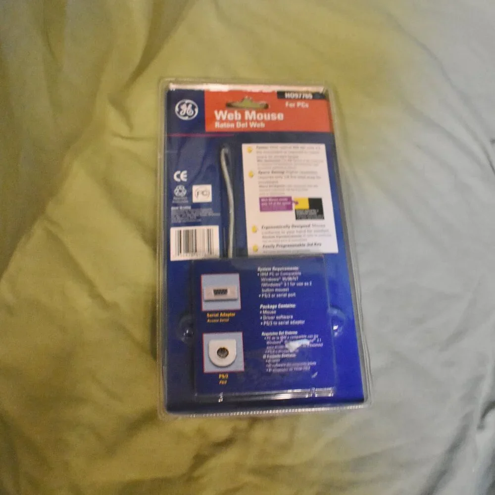 GE Web Mouse Clear Ergonomic 800 DPI Track Ball Mouse H097765 New Sealed